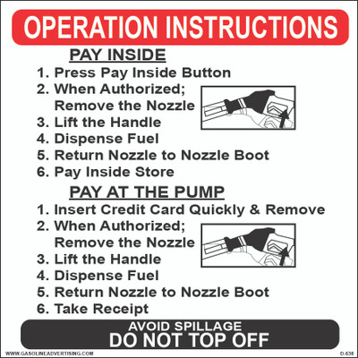 D-638 Fueling Instruction Decal - Operation Instructions...