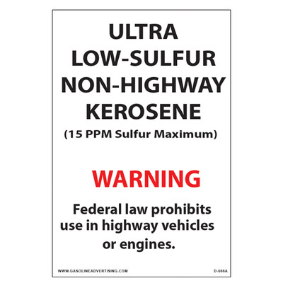 D-666A EPA Regulated Kerosene Decal - ULTRA LOW...