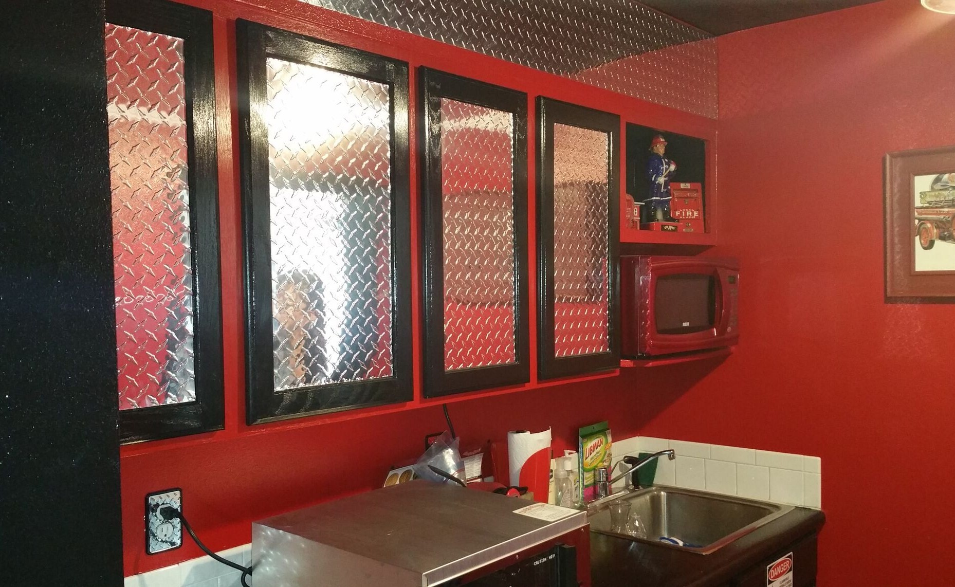 Cabinets using diamond plate from CutsMetal