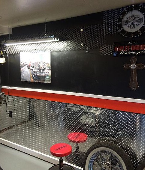Harley Garage using diamond plate