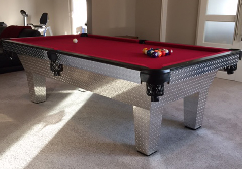 Pool table covered with diamond plate