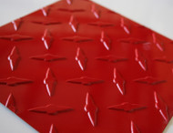 Aluminum red diamond plate in various sizes from CutsMetal, the leader of online cosmetic diamond plate sheets and stainless steel sales.