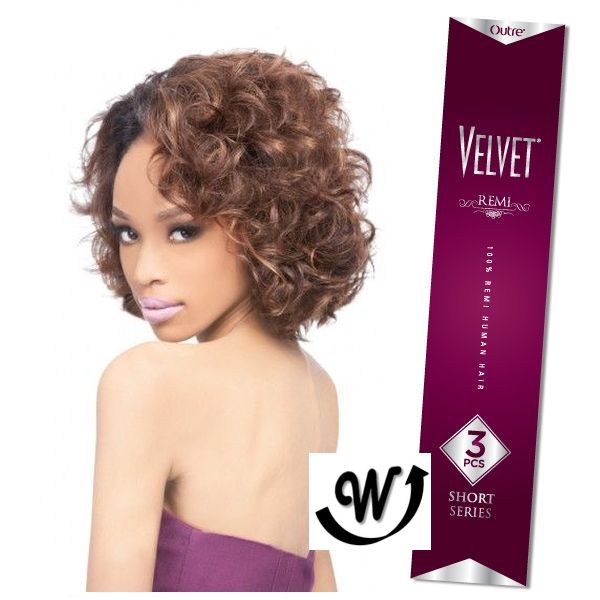 Outre 100% Remy Human Hair Weave Velvet Remi 3pcs LUXY CURL