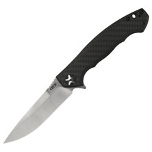 Zero Tolerance Flipper, Carbon Fiber/Titanium Frame, KVT Ball Bearing, S35VN Blade, 0452CF front