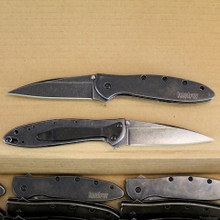 Kershaw Leek w-BlackWash finish, Plain Edge, Factory Second, 1660BLKW close