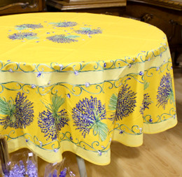 Lavender Yellow French Tablecloth Round 180cm Made in France