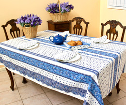 Marat Avignon Tradition White French Tablecloth 155x300cm 10Seats COATED Made in France