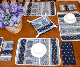 Marat Bastide Navy Quilted Placemat COATED Made in France