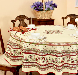 Marat Avignon Ecru French Tablecloth Round 180cm Made in France 