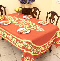 Lemon Orange French Tablecloth 155x250cm 8Seats Made in France