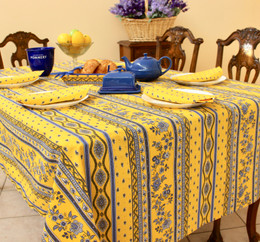 Marat Avignon Yellow French Tablecloth 155x250cm 8Seats Made in France