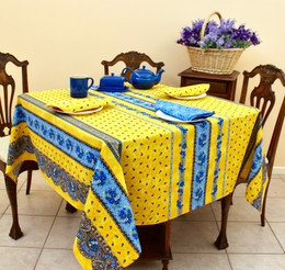  Marat Tradition Yellow French Tablecloth Square 150x150cm COATED Made in France