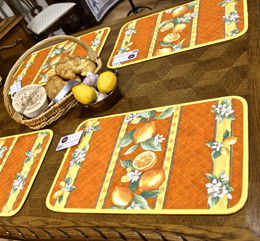 Lemon Orange Quilted Placemat COATED Made in France