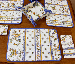 MOUSTIERS Blue Quilted Placemat COATED Made in France