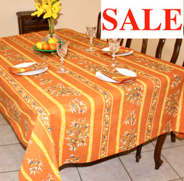 Clos des Oliviers Orange French Tablecloth 155x300cm 10Seats Made in France