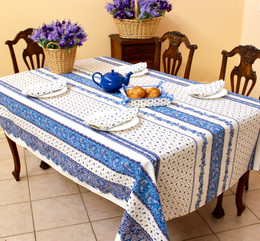Marat Avignon Tradition White 155x350cm 12seats COATED French Tablecloth Made in France
