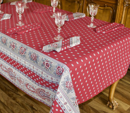 Marat Avignon Bastide Burgundy French Tablecloth 155x250cm 8seats COATED Made in France 