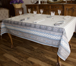  Marat Avignon Bastide Turquoise French Tablecloth  155x250cm 8 seats COATED Made in France 