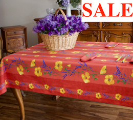 Poppy Rust 155x350cm 12Seats French Tablecloth Made in France