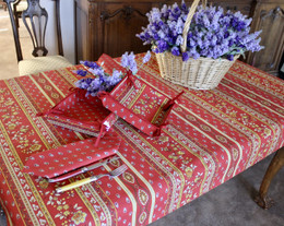 Marat Avignon Red155x120cm Small Tablecloth COATED Made in France