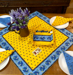 Marat Avignon Tradition Yellow Table Cover Square Quilted Made in France