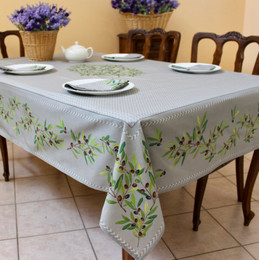 Nyons Grey 155x350cm 12Seats French Tablecloth Made in France 