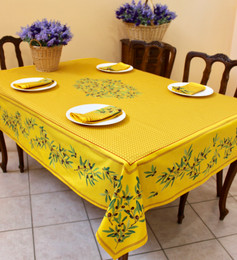 Nyons Yellow 155x350cm 12seats COATED French Tablecloth Made in France