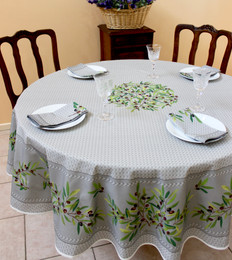 Nyons Grey French Tablecloth Round 180cm Made in France