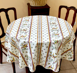 Moustiers RedFrench Tablecloth Round150cm diameter COATED Made in France
