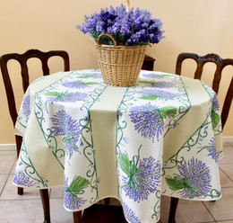Lavender Ecru French Tablecloth Round 150cm diameter Made in France