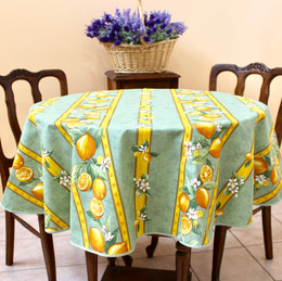 Lemon Green French Tablecloth Round 150cm diameter Made in France