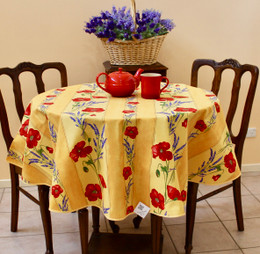 Poppy Yellow French Tablecloth Round 150cm diameter Made in France