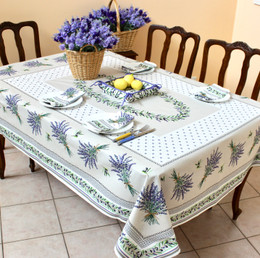 Lauris Ecru French Tablecloth 155x200cm 6 Seats Made in France