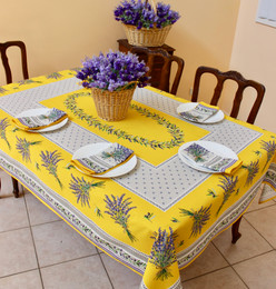 Lauris Yellow French Tablecloth 155x200cm 6 Seats Made in France