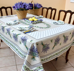 Lauris Ecru French Tablecloth 155x250cm 8Seats Made in France