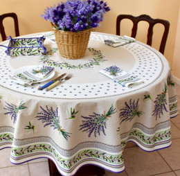  Lauris Ecru French Tablecloth Round 180cm Made in France