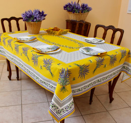 Lauris Yellow French Tableloth 155x200cm 6Seats COATED Made in Franne