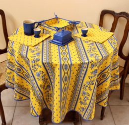 Marat Avignon Yellow French Tablecloth Round 150cm diameter Made in France