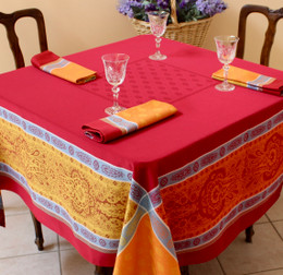 Vaucluse Carmen 160x160cm SquareJacquard French Tablecloth Made in France 