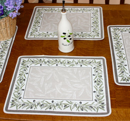 Auriol Green Jacquard Tapestry Style Placemat Made in France