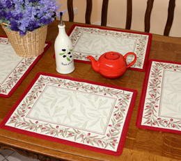  Auriol Red/Ecru Jacquard Tapestry Style Placemat Made in France