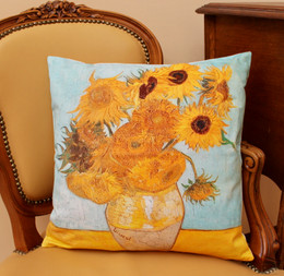Van Gogh Sumflowers French Cushion Cover Made in France
