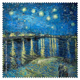 Vincent Van Gogh Starry Night on the Rhone  Microfiber Cleaning Cloth Made in France