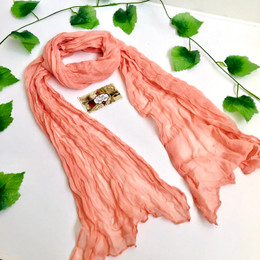 Wrinkle Scarf Solid colour Salmon