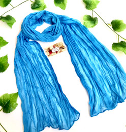 Wrinkle Scarf Solid Colour Blue