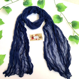 Wrinkle Scarf Solid Colour Navy