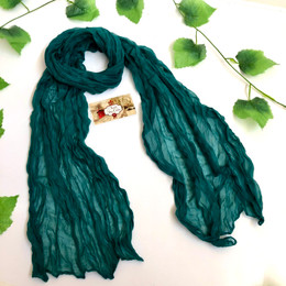 Wrinkle Scarf Solid Colour Emerald