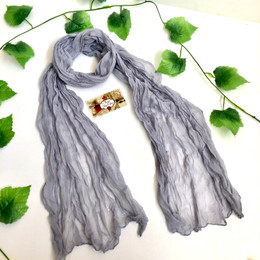 Wrinkle Scarf Solid Colour Grey