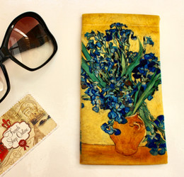 Vincent van GoghVase with Irises Soft Velour Sunglasses Pouch Made in France