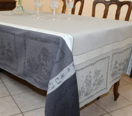 Romance Black Jacquard French Tablecloth 160x250cm 8seats Made in France